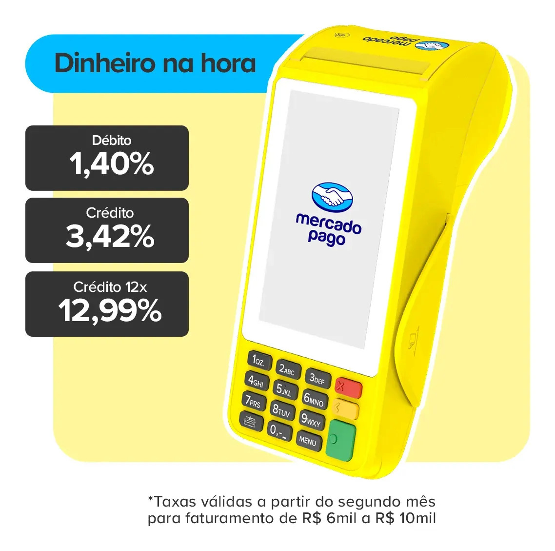 Maquininha De Cartao Pro 3 Mercado Pago Point Amarela Claro 4gwifinfc