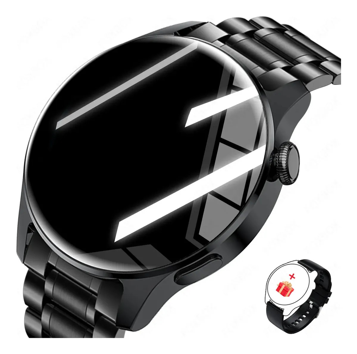 Smartwatch FoxBox MBW0256 Preto com Pulseira de Aço e de Silicone