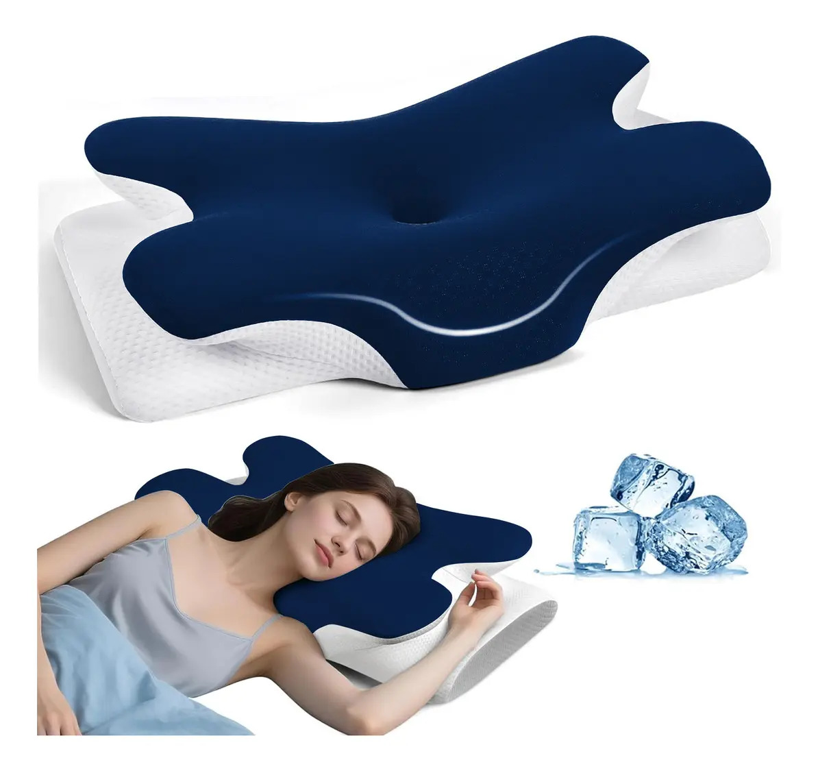 Travesseiro Cervical Borboleta Memory Foam Alívio Dor Cervic