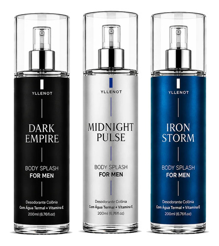 Kit Body Splash Masculino 3un 200ml Perfume De Luxo For Men
