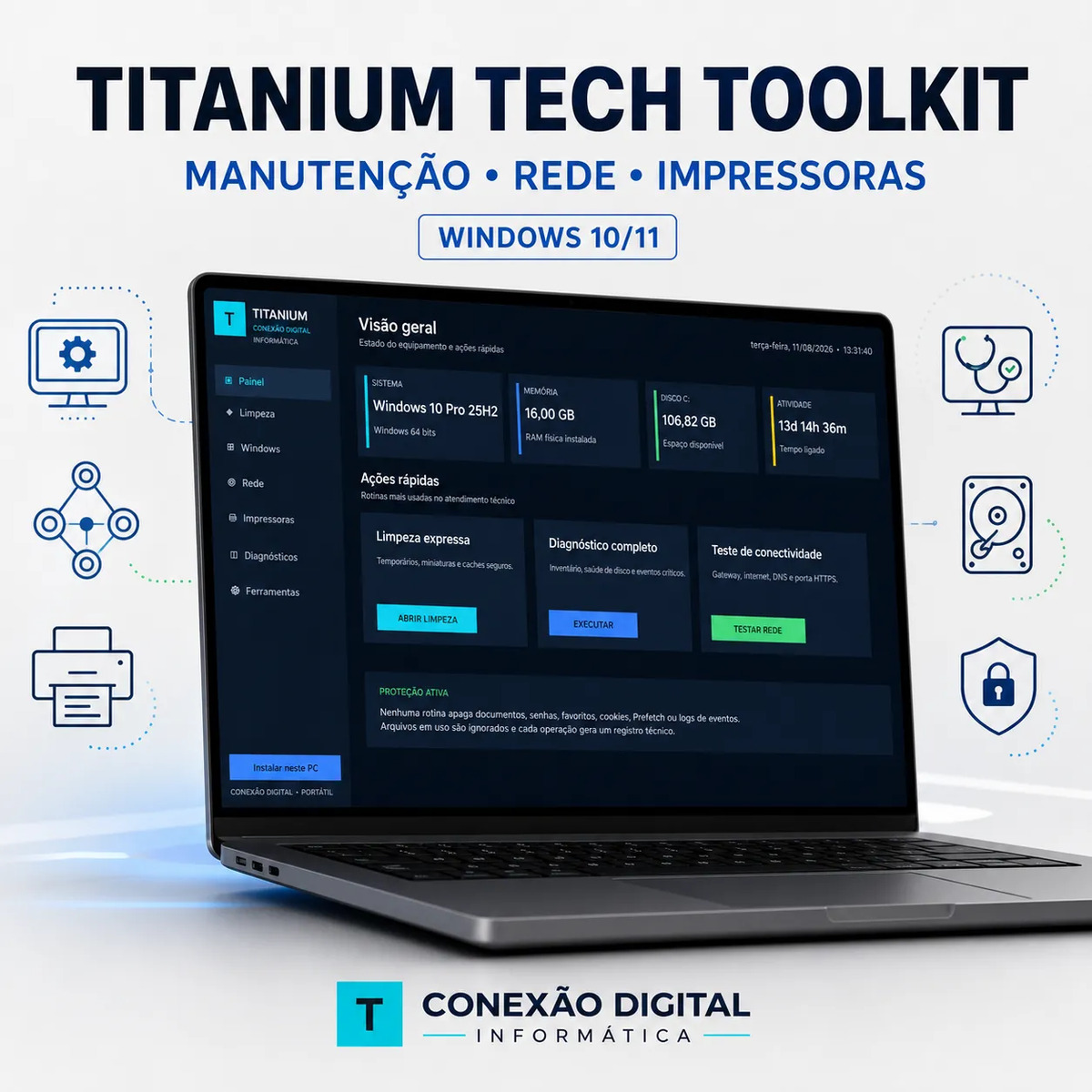 Software Rede Manutenção Windows Titanium Tech Toolkit