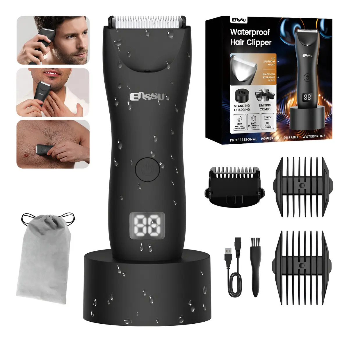 Enssu Aparador De Pelos Corporais Masculino Com Base Cor Preto