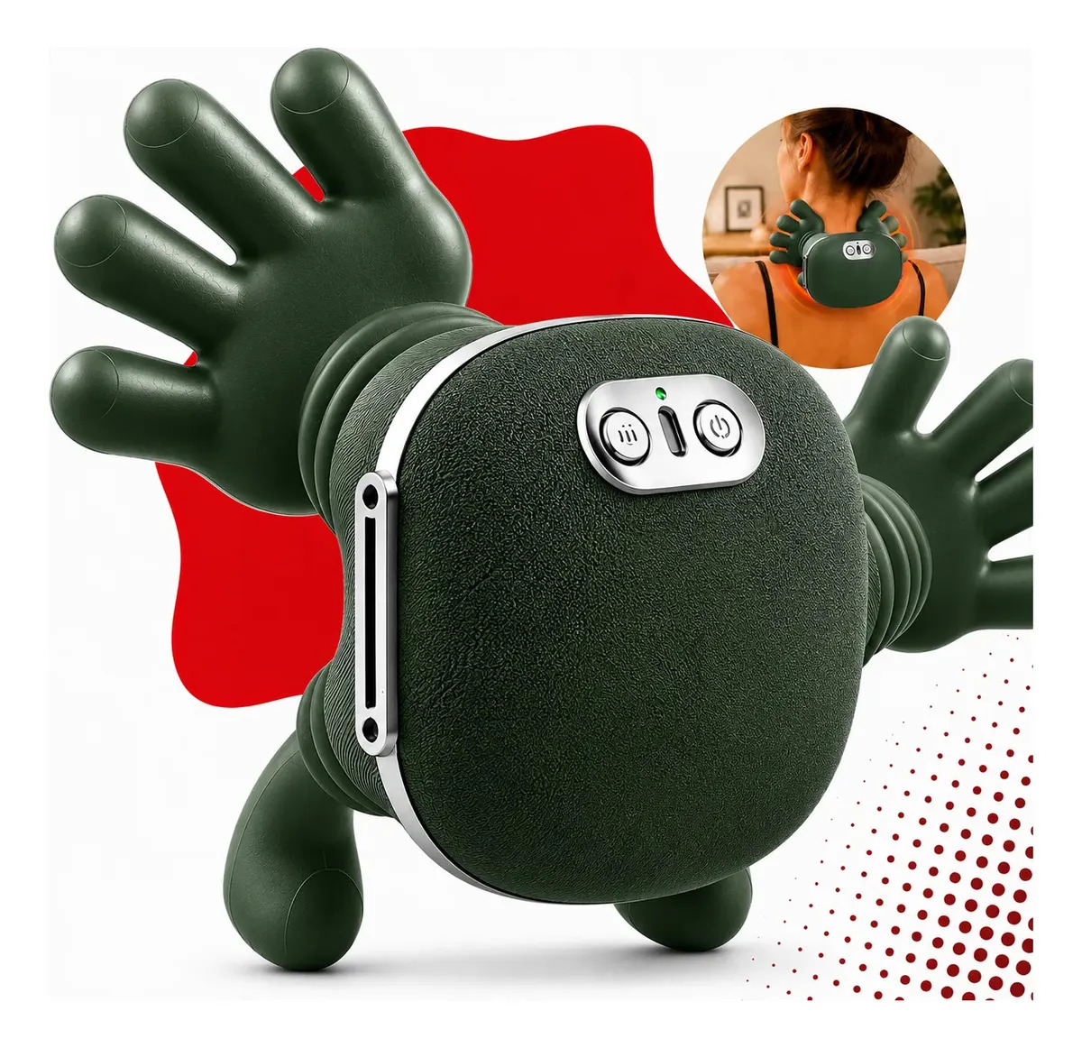 Massageador Pescoço Mãozinha 3D Recarregável Elétrico Com Aquecimento Massagem Relaxante Liberação Alivio Muscular Ombro Cervical Lombar Costas Tensão Dores Portátil Sem Fio Ajustável Kateluo