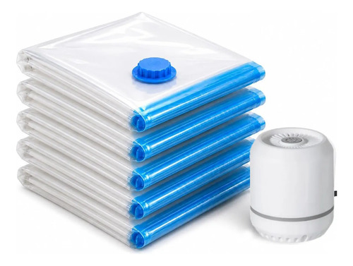 Kit 5 Sacos Vácuo 60x80cm Bomba Elétrica Antimofo Roupas