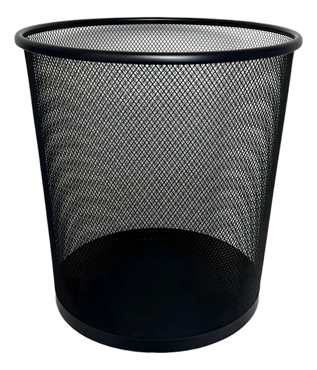 Lixeira Metal Aramado Telada Cesto De Lixo Escritório 12l Cor Preto