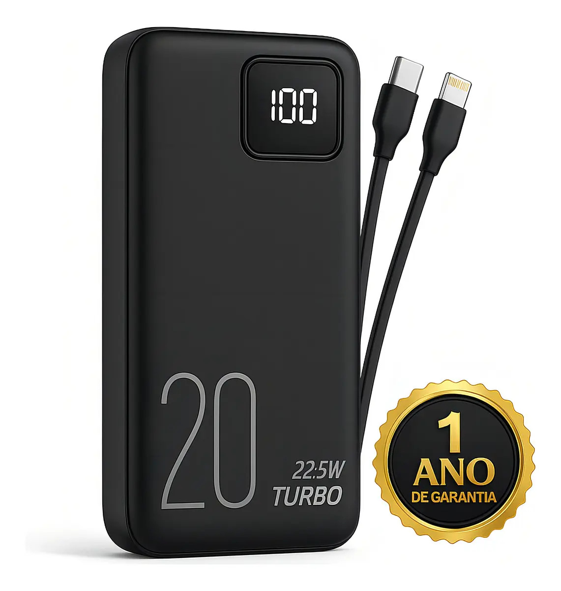 Carregador Portátil Power Bank Turbo 20000mah universal para iphone samsung motorola xiaomi 20w Com Display Digital DTimp