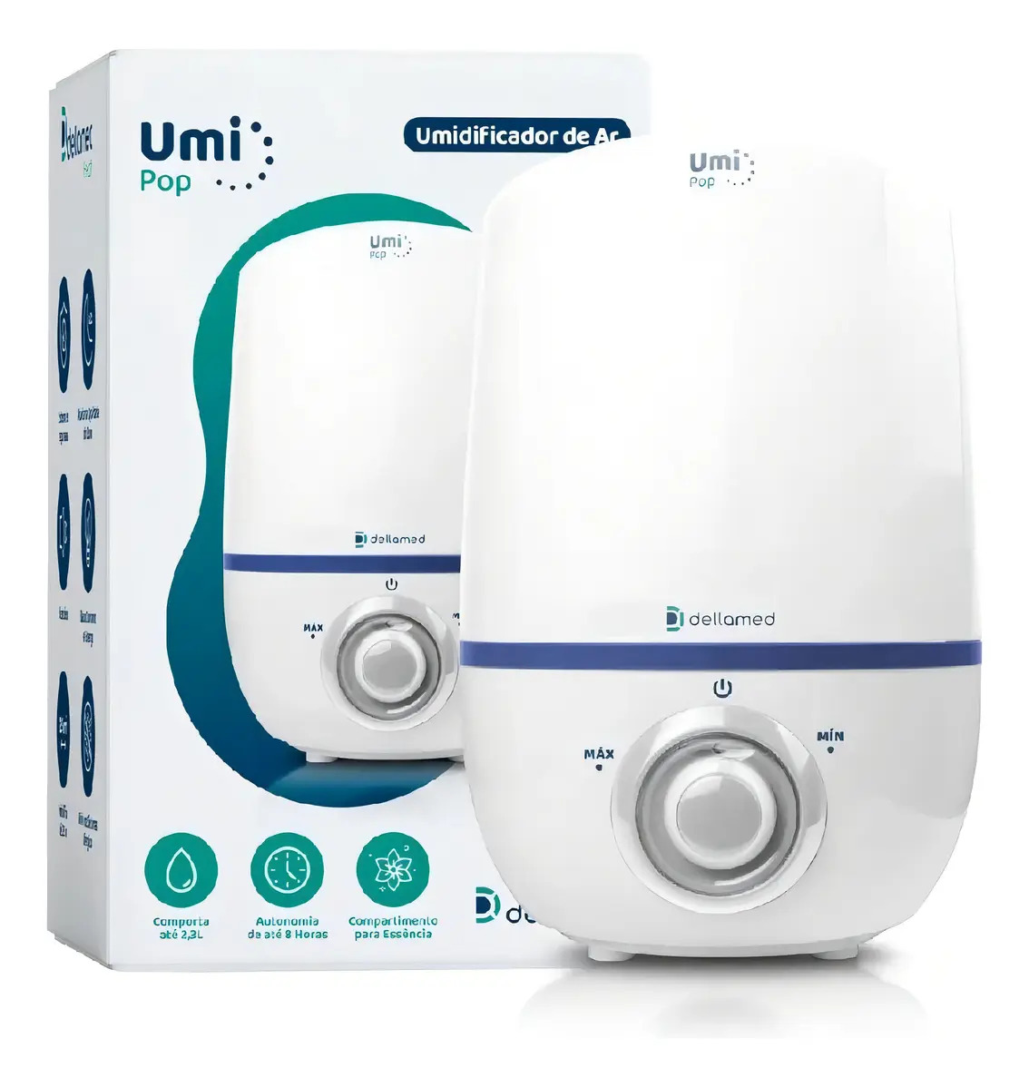 Umidificador De Ar Ultrassônico Umi Pop Health 2,3l Dellamed Cor Branco Bivolt