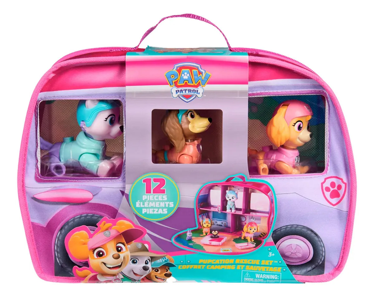 Patrulha Canina - Playset De Acampamento Com Bag E 3 Bonecos Lilás