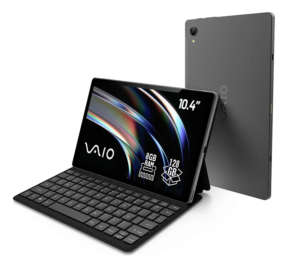 Tablet VAIO TL10 8GB 128GB Octa-Core, Tela 10.4” 2K, 4G WiFi, Câmera 8MP + Selfie 5MP, 7000mAh, Android 13, com Teclado de Conexão Inteligente – Preto