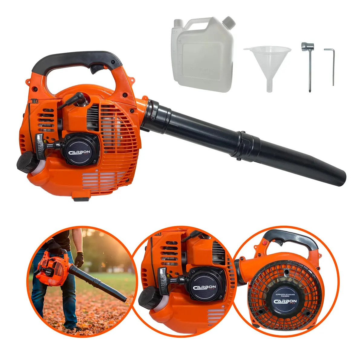 Soprador de folhas lateral Fak260S 2T 26Cc 0,90Hp Carbon Fak cor laranja profissional a gasolina