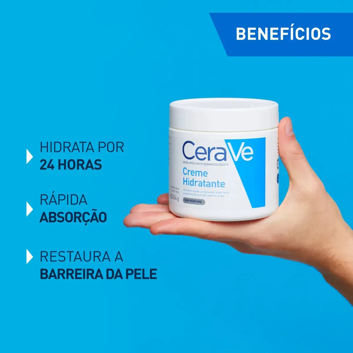 Creme Hidratante Corporal e facial para Pele Seca a Extra Seca Sem Perfume 454g CeraVe