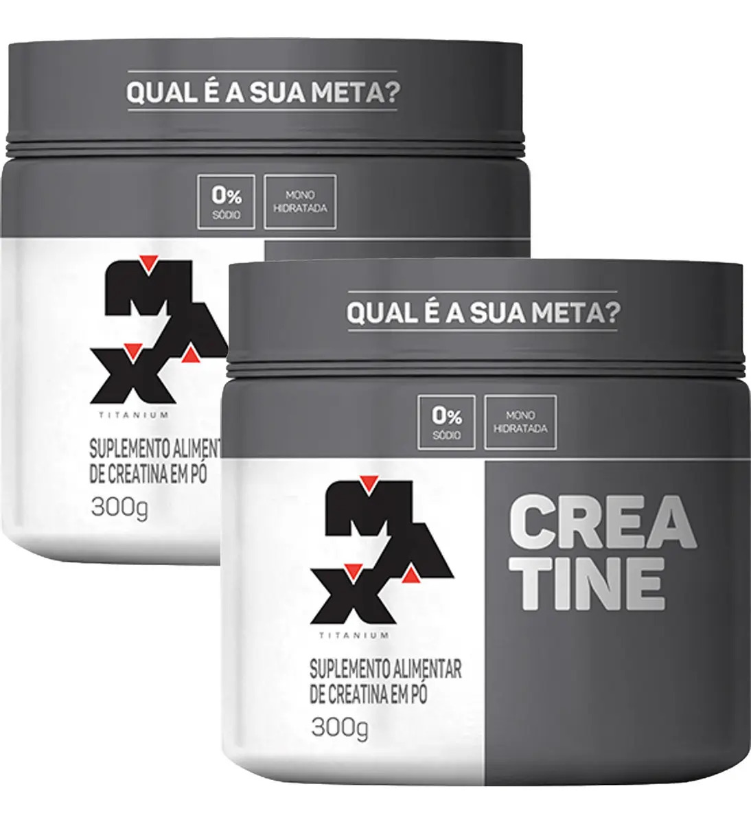 Kit 2x Creatina 300g Creatina Monohidratada Max Titanium Sem Sabor Alta Pureza