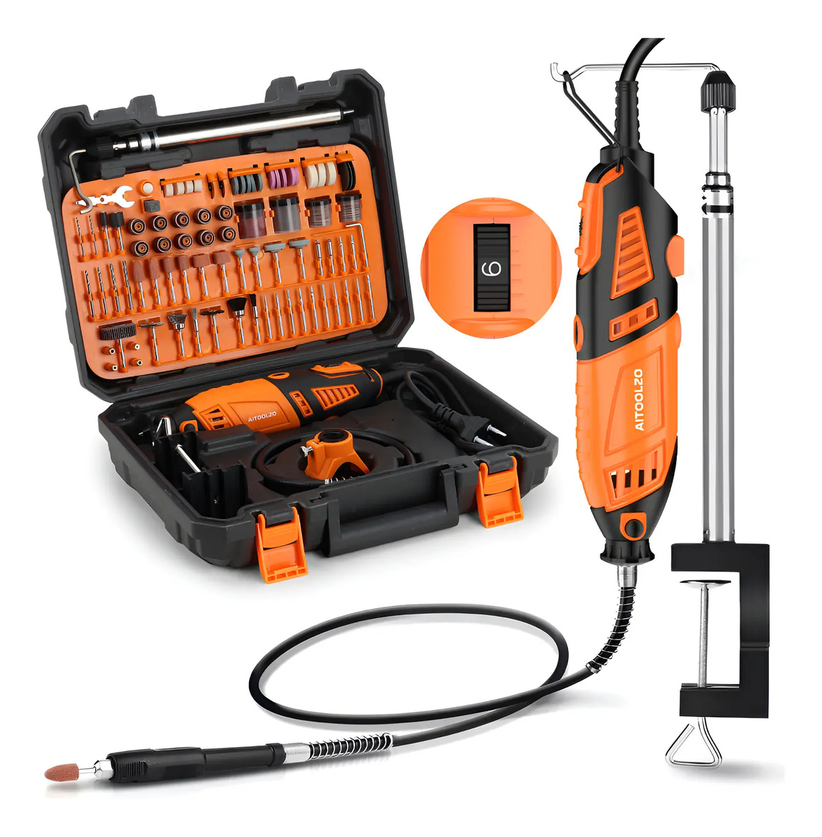 Micro Retifica Profissional Aitoolzo 600w 202 Peças+suporte