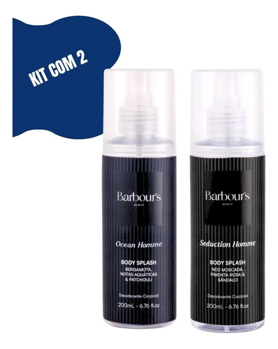 Kit 2 Body Splash Masculino Seduction Ocean 200ml Cada