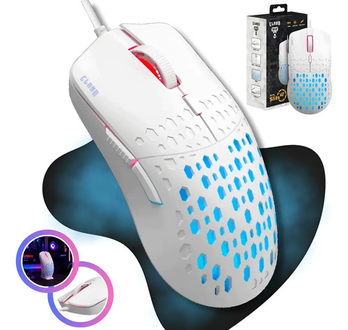 Mouse Gamer Branco Profissional Ultra Leve Slits V2 7200 Dpi
