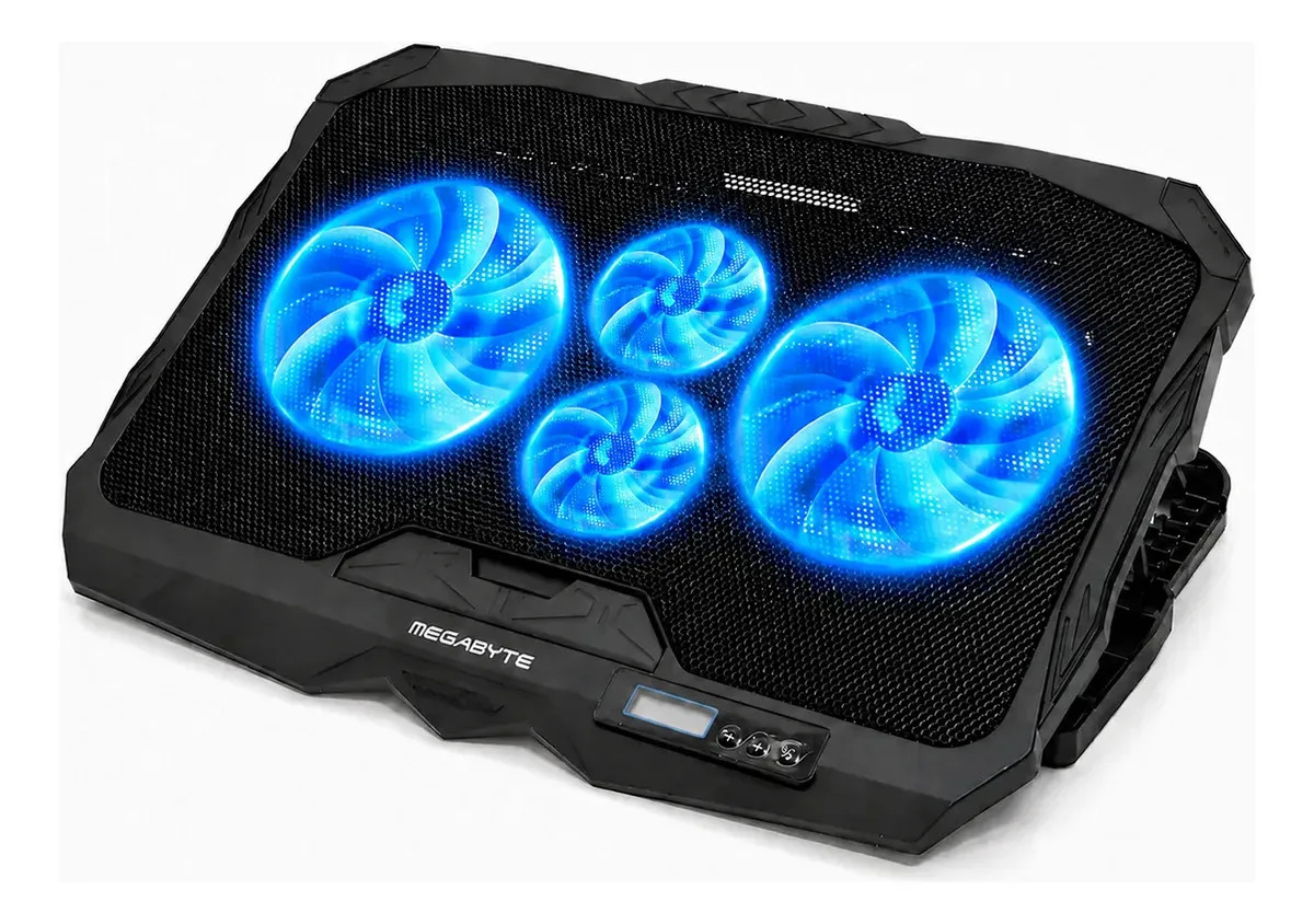 Cooler para Notebook Gamer Megabyte SR002 com 4 Ventoinhas e LED Azul para Laptop até 17.3"