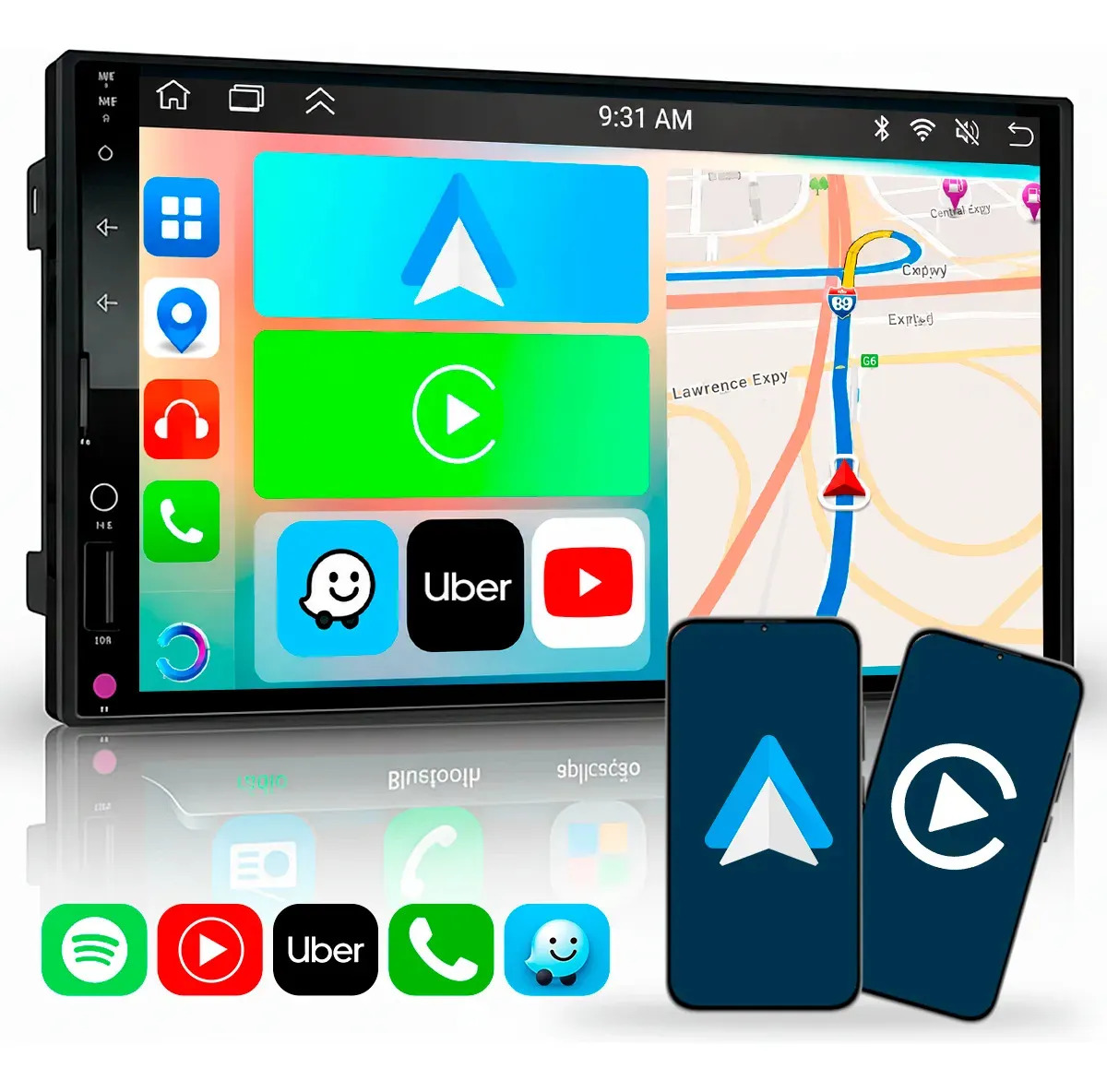 Multimídia 7 Polegadas Carplay Android auto sem fio Mp5 Rs-7007br 7 cor preto