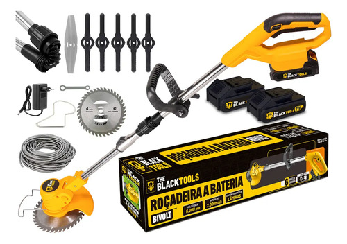 Roçadeira Aparador Grama 2 Baterias Recarregável 21v 750w Profissional Com Acessórios Tcg21cx-2b The Black Tools