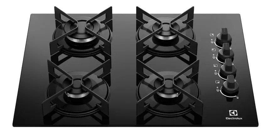Cooktop 4 Bocas a Gás Electrolux Mesa de Vidro Efficient Grade de Aço Fosco (KE4GR) Bivolt